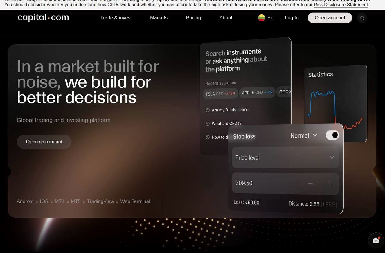 Screenshot of the Capital.com website